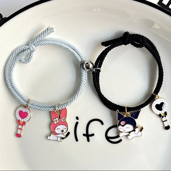 Jewelry | 2 Sets Of Kuromi Kawaii Magnet Adjustable Bracelets For